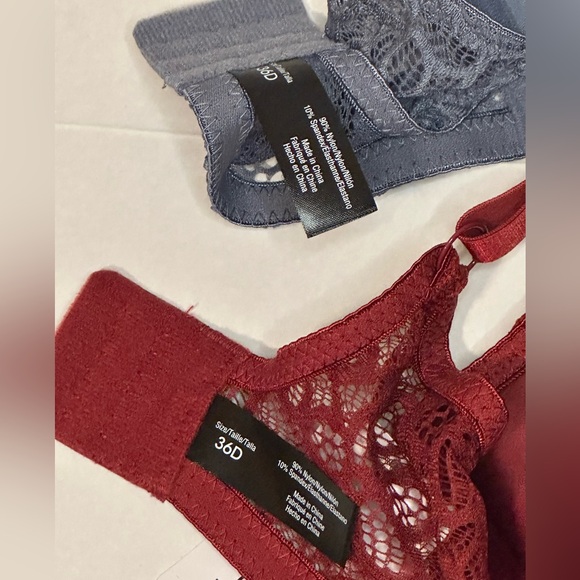 Elegant Wireless Lace Bra Set - Gray and Red - Picture 3 of 7